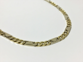 14 K BIcolor Massief Gouden Fantasie Schakel Ketting - 50,5 cm / 37,1 g