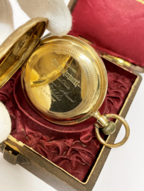 14 K Gouden Ligne Droite Remontoir Ancre Spiral Briguet 18 Rubis Chaton Zakhorloge  Datering ca 1900