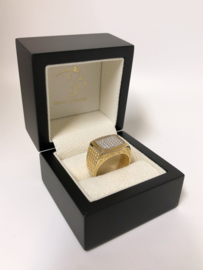 14 K Gouden Heren Ring Heldere Briljantgeslepen Zirkonia - 9,6 g