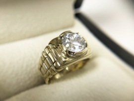14 K Gouden Heren Rolex Ring Briljantgeslepen Zirkonia - 7,35 g