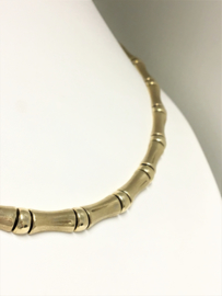 14 K Gouden Bamboe Schakel Collier / Choker - 45 cm