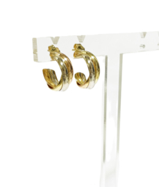 18 Karaat Tricolor Gouden Oorstekers Ringen