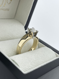 Massief Gouden Solitair Ring 1.02 ct Briljant Geslepen Natuurlijk Diamant VS2/N-O Incl Gem Report Netherlands Gem Laboratory