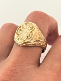 14 K Gouden Heren Ring met Wapen (bewerkt) - 10,02 gr