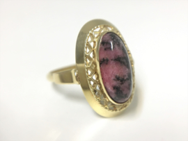 14 K Antiek Gouden Entourage Ring Rhodochrosiet