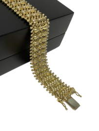Handgemaakt Antiek Gouden Draad Armband Strikjes - 19 cm / 27.5 g / 1.5 cm