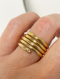 18 K Gouden Wikkel Ring 1,3 cm Geringde Eindstukken  - Mt 18,3