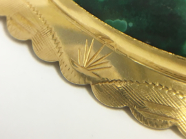 Antiek 14 K Gouden Gravé Hanger - Groene Streep Agaat