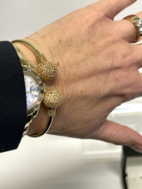 18 Karaat Gouden Klem Armband Bollen Gold Briljant Geslepen Cubic Zirkonia - 15 g