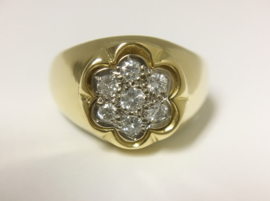 Antiek 18 K Gouden Rozet Ring ca 0.35 crt Diamant G / VS1