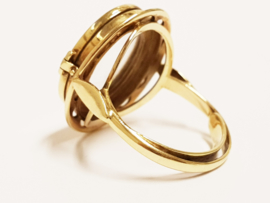 Antiek Handvervaardigd 14 K Gouden Medaillon Ring