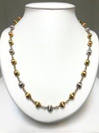 18 K Tricolor Balletjes Collier Gesatineerd - 72 cm / 43,55 g / 8 mm
