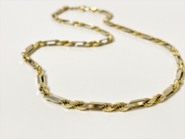 14 K Bicolor Massief Gouden Rope Ketting - 49 cm / 28,77 g