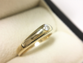14 K Massief Gouden Heren Pink Ring 0.20 crt Diamant H/VS2