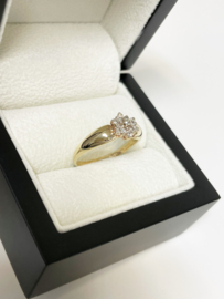 14 K Gouden Rozet Ring ca 0.15 crt Briljant Geslepen Diamant