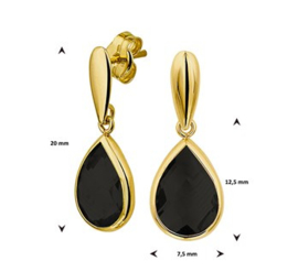 14 K Gouden Oorhangers Facetgeslepen Onyx