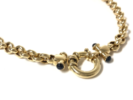 14 K Gouden Jasseron Slot Collier Saffier - 46 cm / 31,65 g