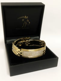 Brede 18 K Gouden Plaat Armband Meander Versace 0.50 crt Diamant - 22,5 cm / 54,34 g