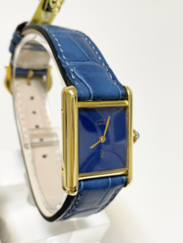 Must de Cartier Tank Lapis Lazuli Dial Dames Polshorloge - Denim Blue Strap