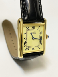 Must de Cartier Tank Large Quartz Roman Dial Incl Garantie / Alligator Zwart