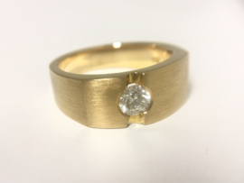 18 K Massief Gouden Heren Bandring 0.45 crt Briljantgeslepen Diamant H/VVS