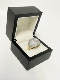 Grote 14 Karaat Bicolor Gouden Bolle Ring Heldere Briljant Geslepen Cubic Zirkonia - 8,9 g