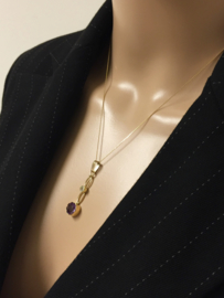 14 K Gouden Antiek Gouden Vintage Hanger Saffier Amethyst