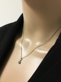 14 K Witgouden Gourmet Collier Met Diamant Hanger 0.10 crt