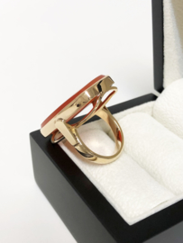 Royale 14 Karaat Gouden Ring Geslepen Carneool 3 x 2 cm - 13,7 g