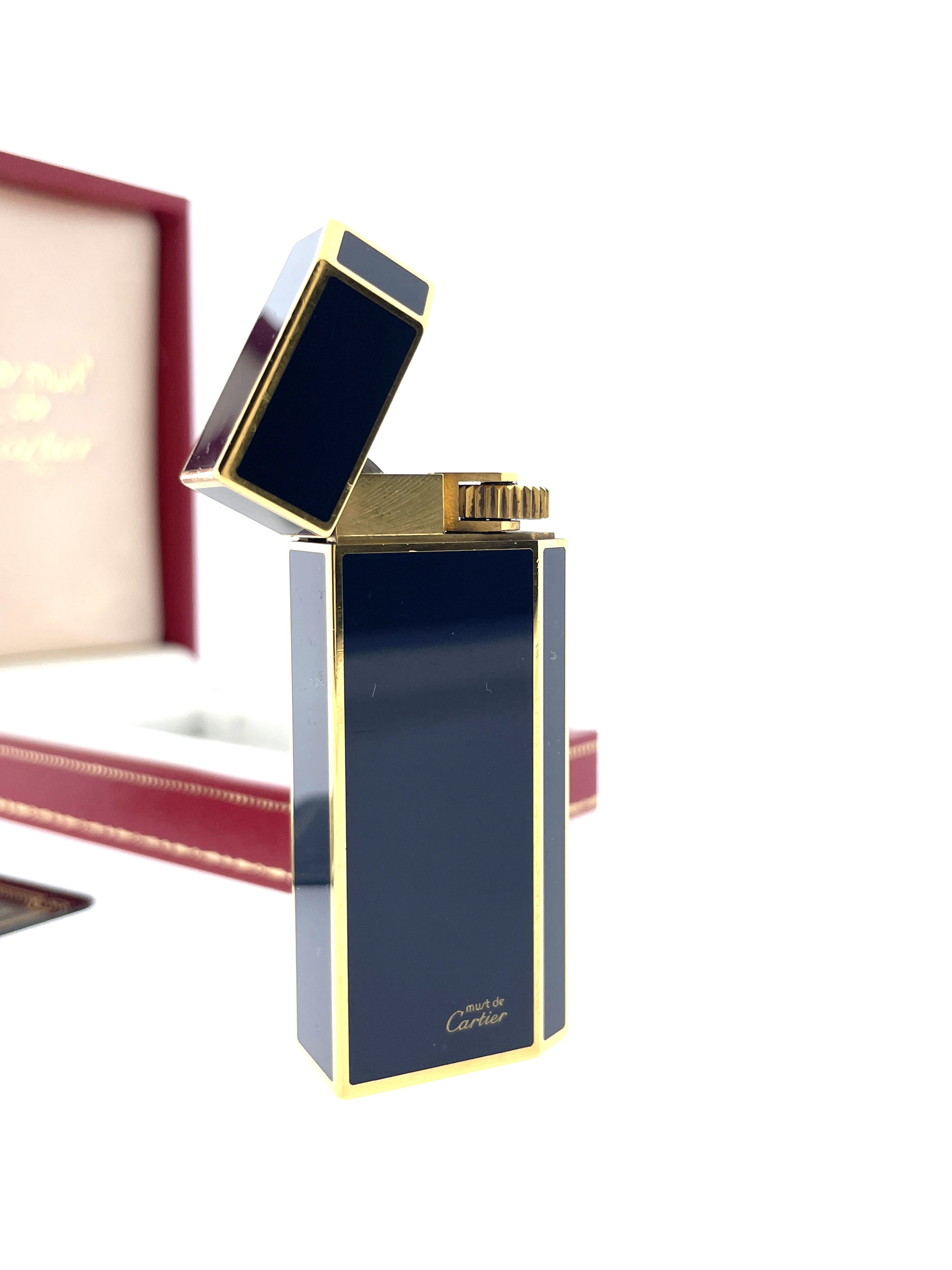 Les Must de Cartier Vermeil en Laque Bleu - Gas Aansteker / Blauw Emaille