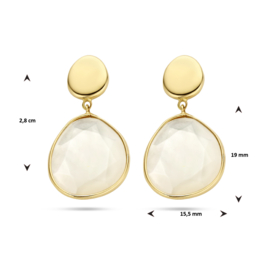 14 K Gouden Oorhangers Gefacetteerd Parelmoer - 2,8 cm