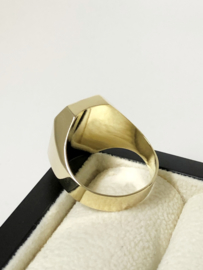 14 K Bicolor Gouden Heren Zegelring 8-Kant