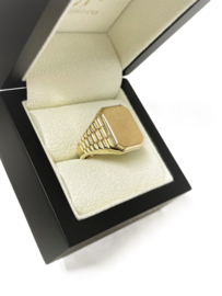 14 Karaat Gouden Heren Zegelring Model Rolex / 8-Kant