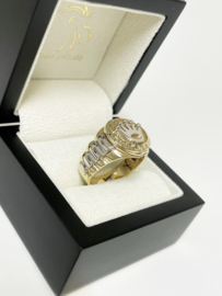 14 K Bicolor Gouden Rolex Ring Heren - 10,2 g / Mt 21,2