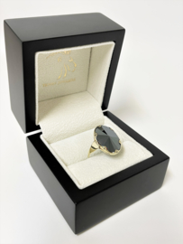 Vintage 14 K Antiek Gouden Ring Facetgeslepen Hematiet
