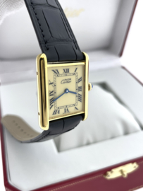 Must de Cartier Tank Large Model Quartz Roman Dial Pin Buckle - 78389 Vermeil