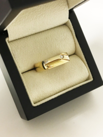 18 K Bicolor Massief Gouden Heren Ring Geslepen Zirkonia - 8,35 g