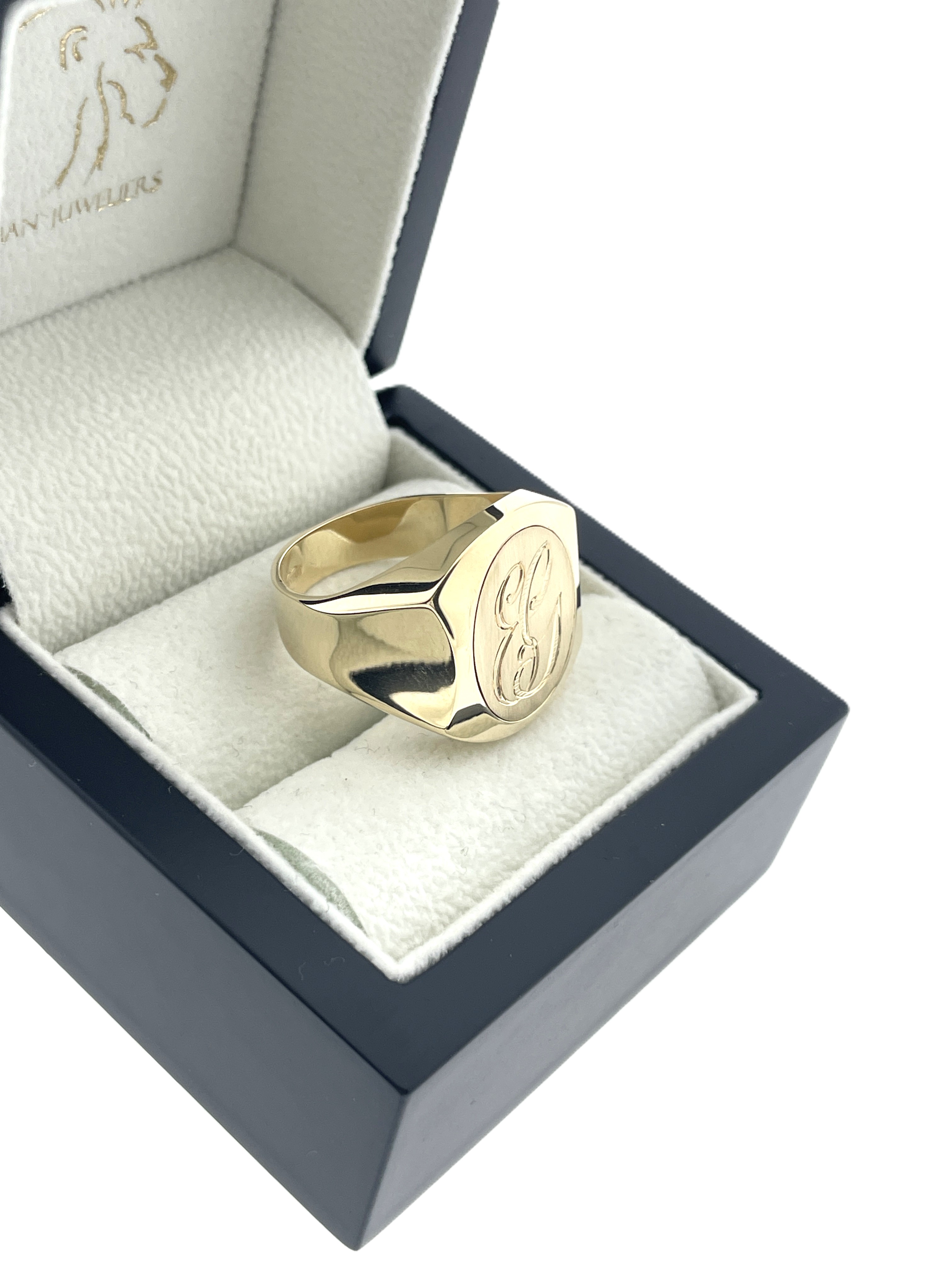 14 Karaat Gouden Zegelring Monogram EG - 10 g / Mt 20.5