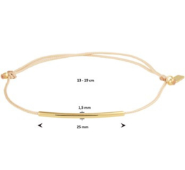 Verstelbare Armband Katoen 13 - 19 cm / 14 K Goud Bruin