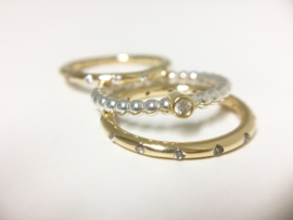 PANDORA Stapelringen Droplets Gouden Ringen 150178 CZ  / 190214 Diamant