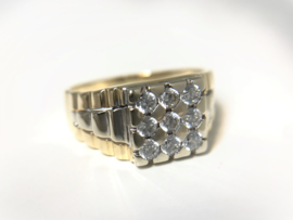 14 K Bicolor Gouden Heren Rolex Ring Briljantgeslepen Zirkonia - 8,75 g