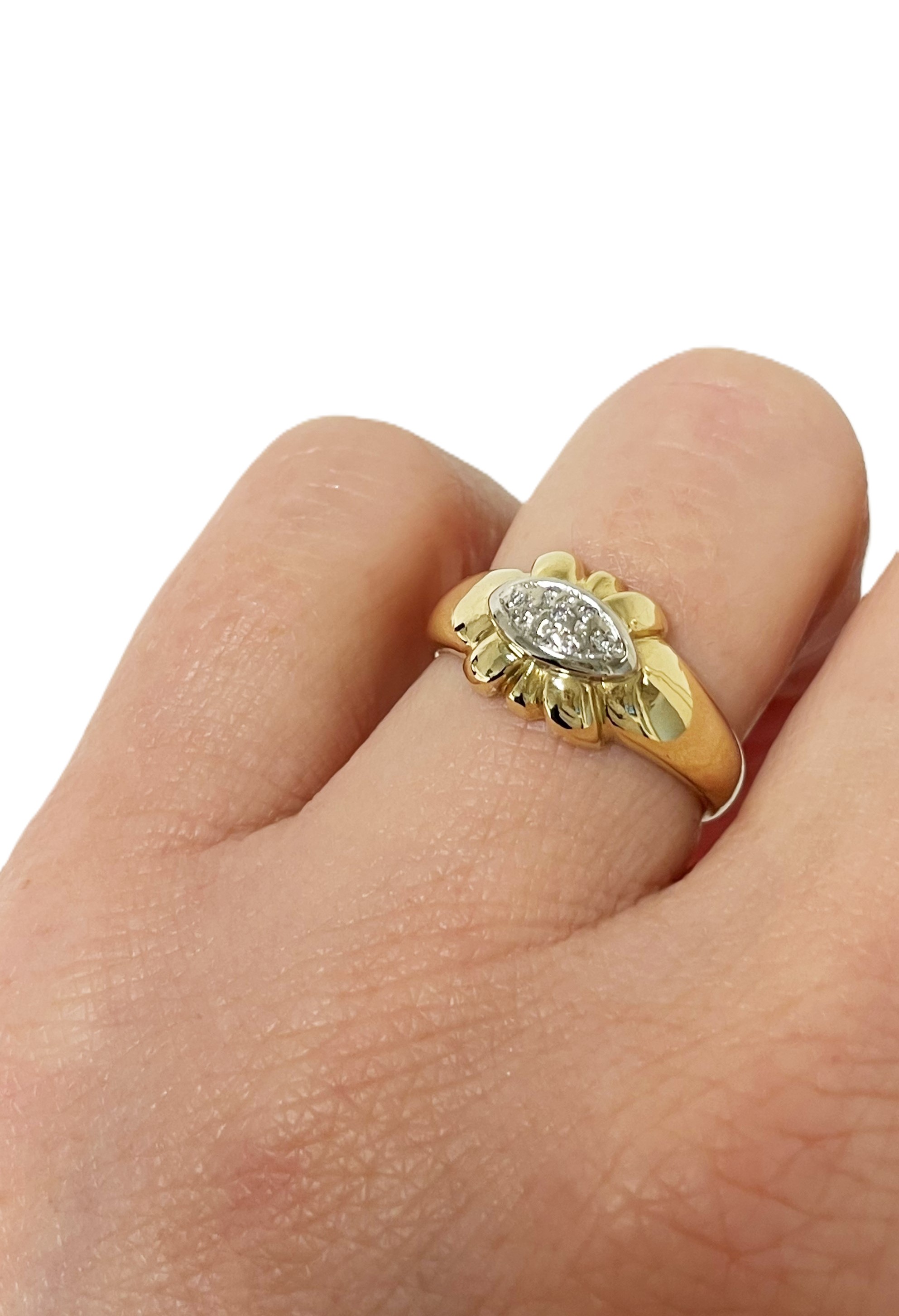 18 Karaat Bicolor Gouden Fantasie Ring 0.07 ct Briljant Geslepen Diamant