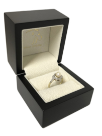 Antiek 14 Karaat Bicolor Gouden Slagring Parel / Diamant