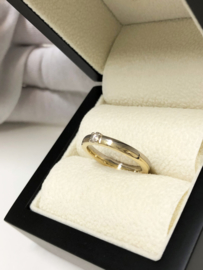 14 K Bicolor Gouden Bijzet Ring 0.14 ct Briljant Geslepen Diamant - G/VS