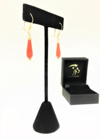 Antiek 14 K Gouden Oorhangers Bloedkoraal
