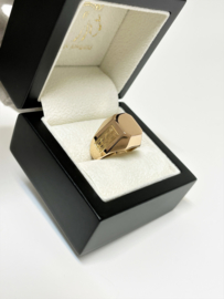 Handvervaardigd 14 K Rosé Gouden Heren Cachet Ring Monogram Zegel - Bewerkt