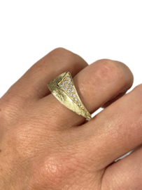 Charisma 14 Karaat Gouden Design Ring Asymmetrisch Model 0.19 ct Diamant