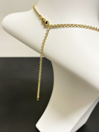 14 Karaat Antiek Gouden Jasseron Schakel Collier Verstelbaar - 50/60 cm - 13,4 g / 2.5 mm
