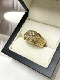 18 Karaat Massief Gouden Geluks Ring Klaver Vier - 1.0 ct Diamant