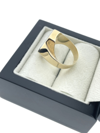 14 Karaat Gouden Heren Zegelring Model 8-Kant Blauw Lagensteen